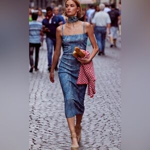 BNWT ZARA PRINTED DENIM KNIT DRESS